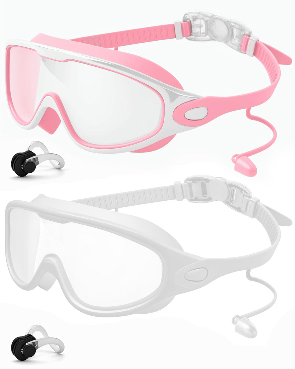 Swim Goggles 2 Pack, Wide View Anti Fog&UV Swimming Goggles for Audlt, No Leaking Swim Glasses for Men Women Kids