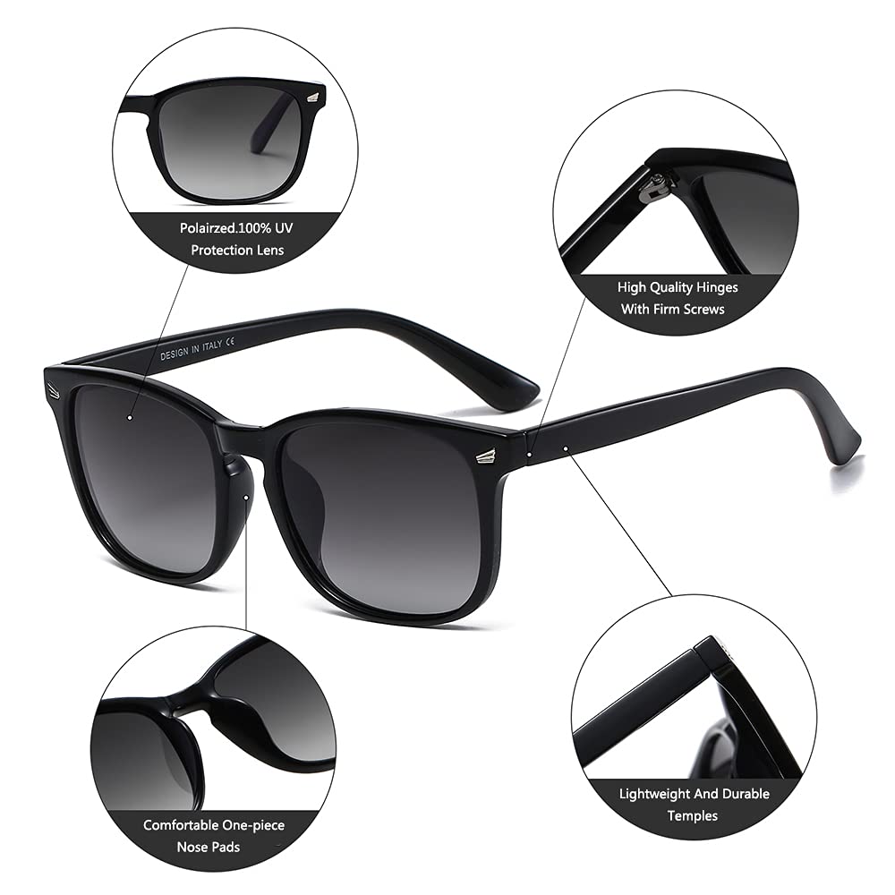 DUSHINE Polarized Sunglasses for Women Classic Retro Style UV400 Protection