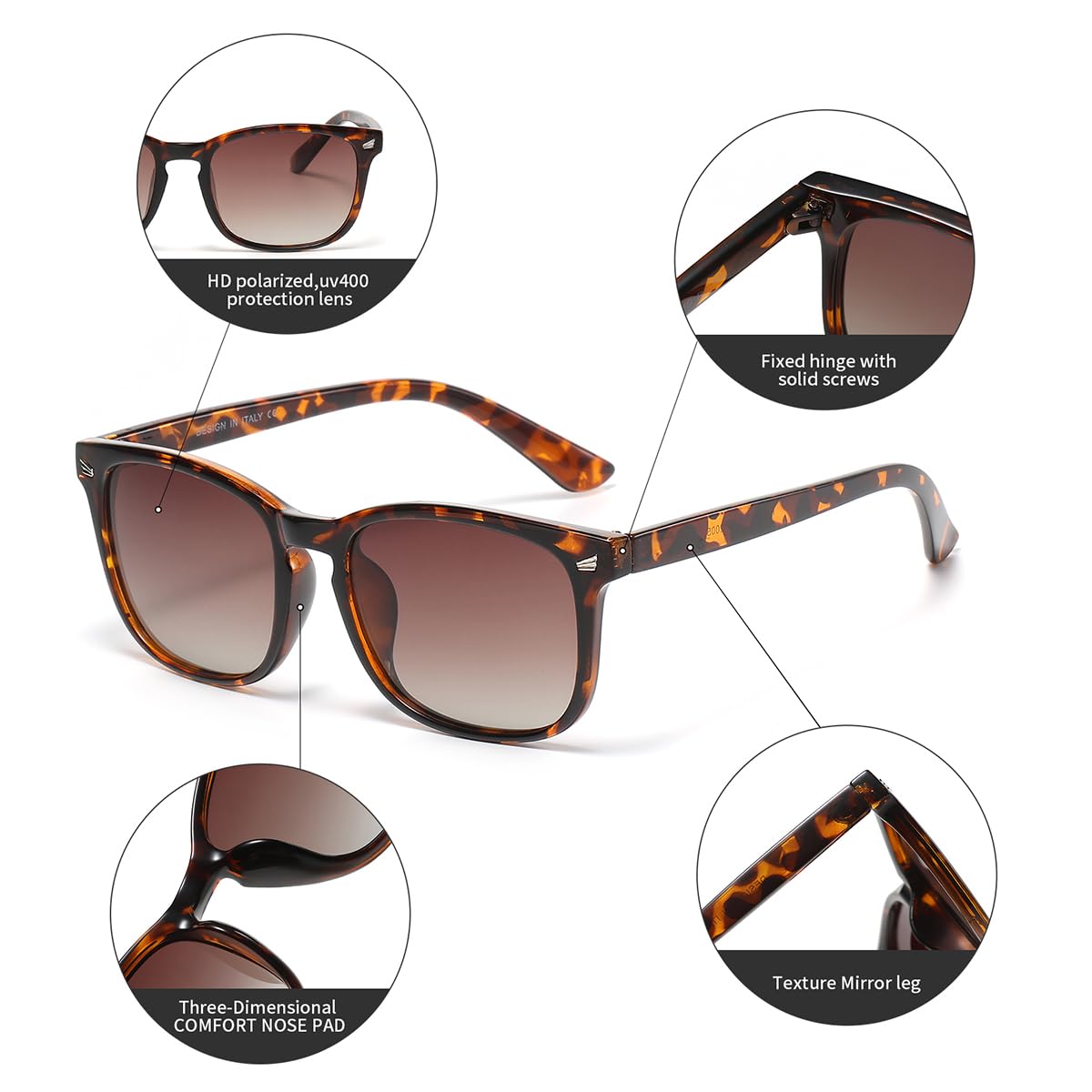 DUSHINE Polarized Sunglasses for Women Classic Retro Style UV400 Protection