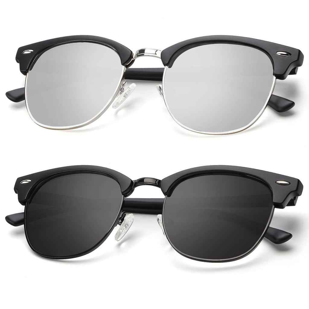 KALIYADI Polarized Sunglasses for Men and Women Semi-Rimless Frame Driving Sun glasses UV Blocking