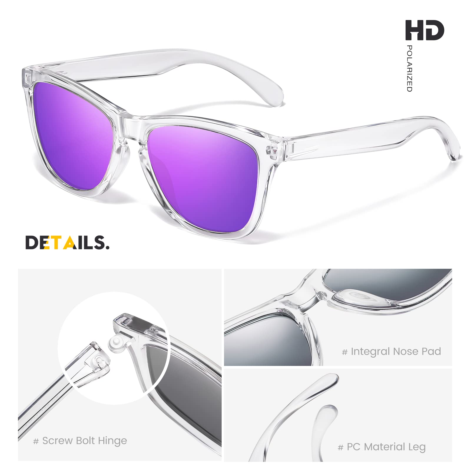 Sunglasses Womens Polarized Sunglasses for Mens Womens Retro Mirror Lens for Driving Fishing UV400 Protection