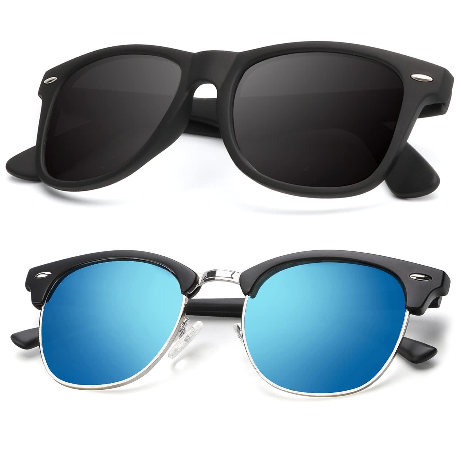 KALIYADI Polarized Sunglasses for Men and Women Semi-Rimless Frame Driving Sun glasses UV Blocking