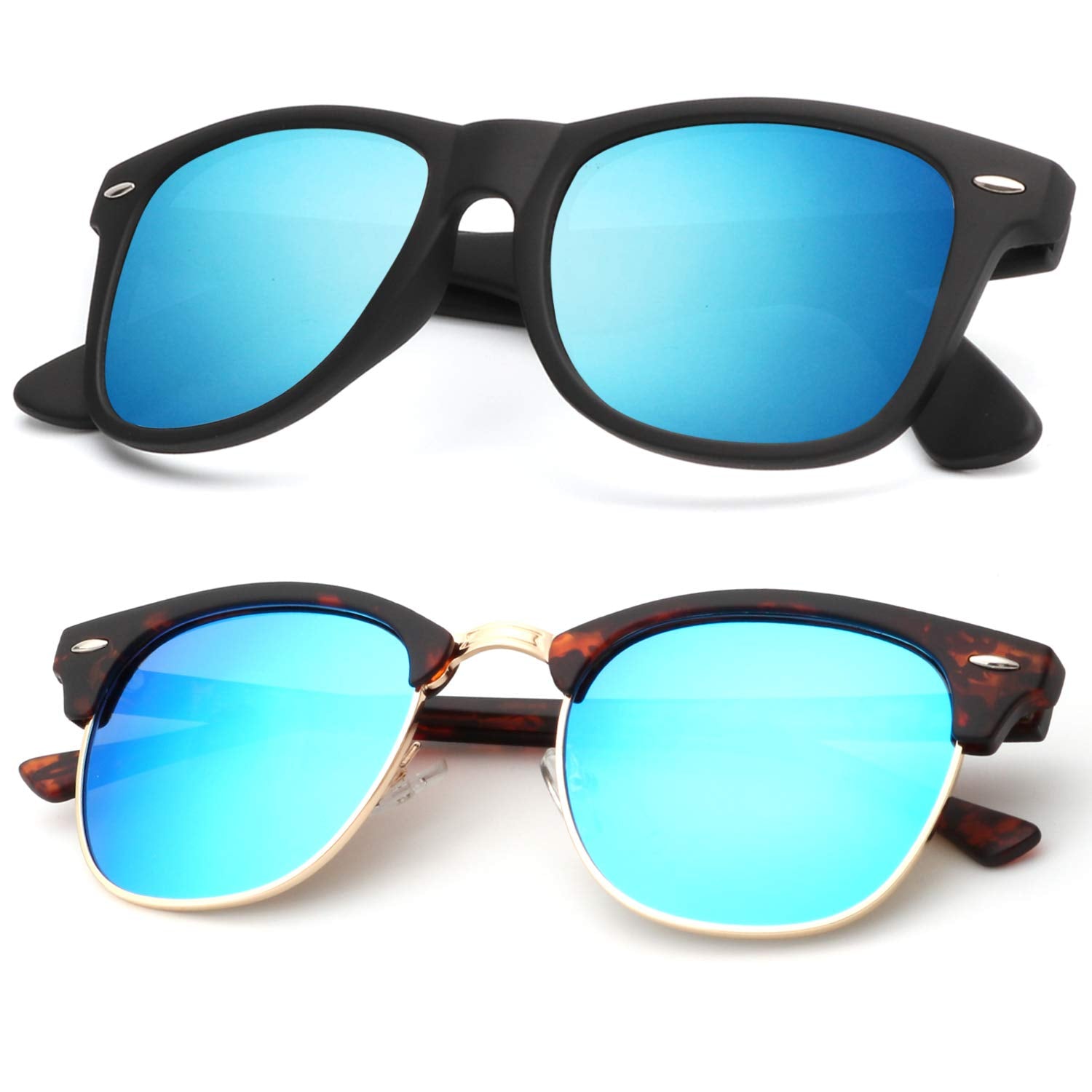 KALIYADI Polarized Sunglasses for Men and Women Semi-Rimless Frame Driving Sun glasses UV Blocking