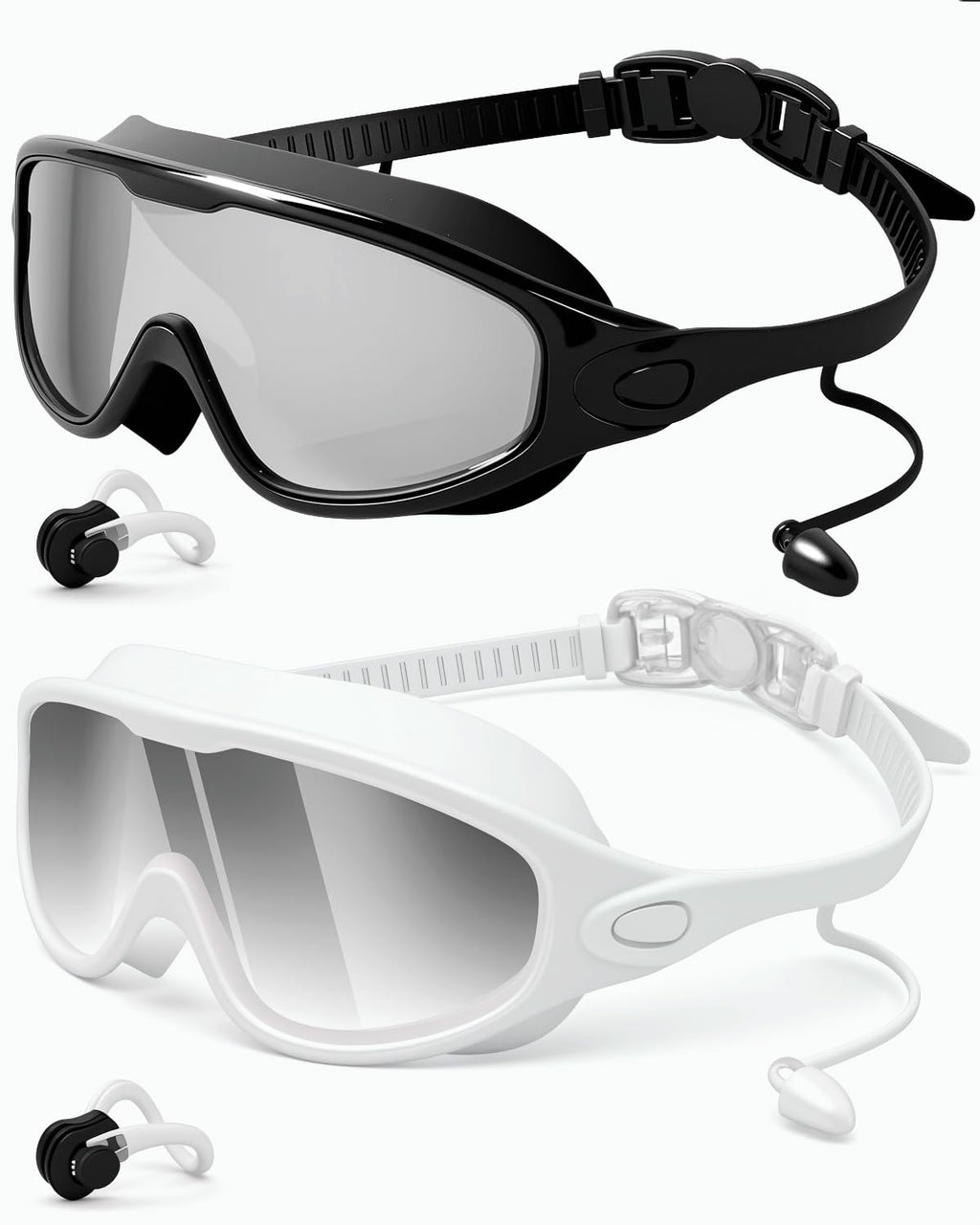 Swim Goggles 2 Pack, Wide View Anti Fog&UV Swimming Goggles for Audlt, No Leaking Swim Glasses for Men Women Kids