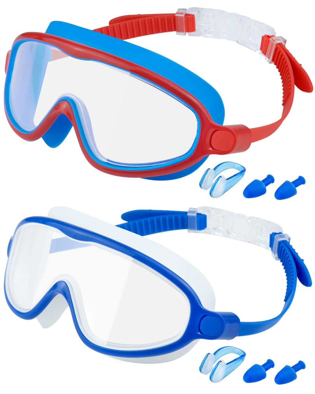 Swim Goggles 2 Pack, Wide View Anti Fog&UV Swimming Goggles for Audlt, No Leaking Swim Glasses for Men Women Kids