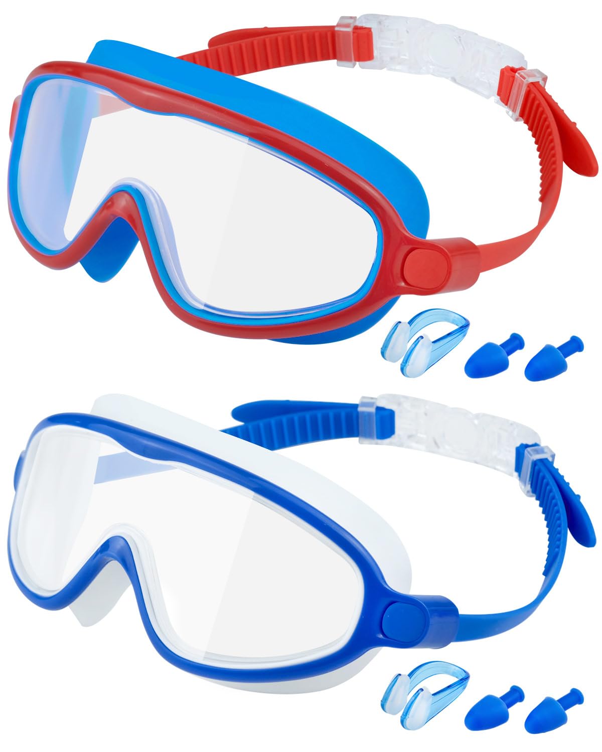Swim Goggles 2 Pack, Wide View Anti Fog&UV Swimming Goggles for Audlt, No Leaking Swim Glasses for Men Women Kids