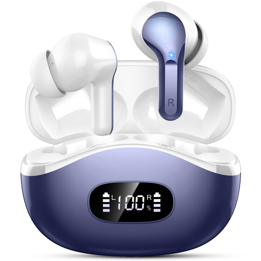 Wireless Earbuds, 48Hrs 2026 Bluetooth Headphones, Hi-Fi Stereo Deep Bass Ear Buds, ENC Noise Cancelling Mic, Clear Calls, IP-X7 Waterproof, USB Sport Earphones in Ear for Phones Laptop Pad, Black
