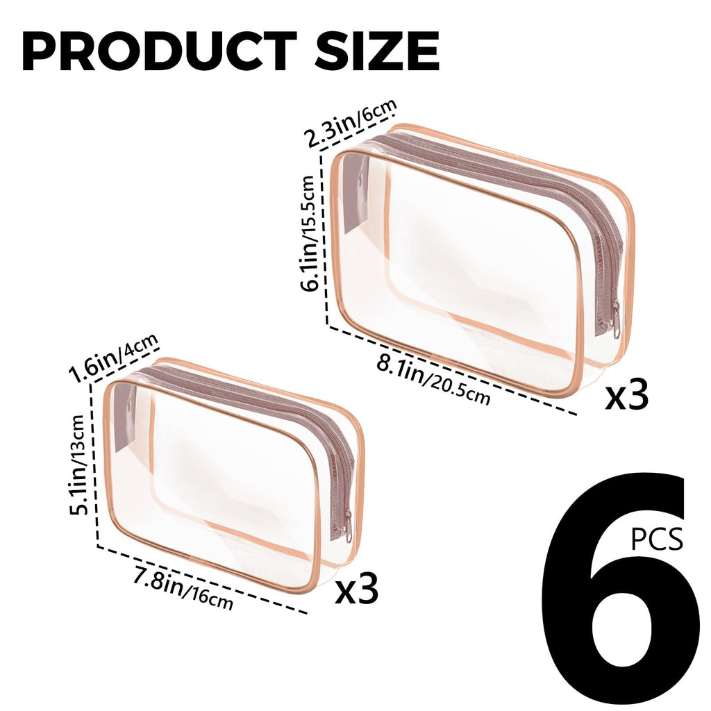 AURUZA Clear Makeup Bag,Portable Travel Toiletry Bags with Zipper, TSA Approved Clear Organizer Bags, PVC Cosmetic Pouch for Airport Airline Compliant