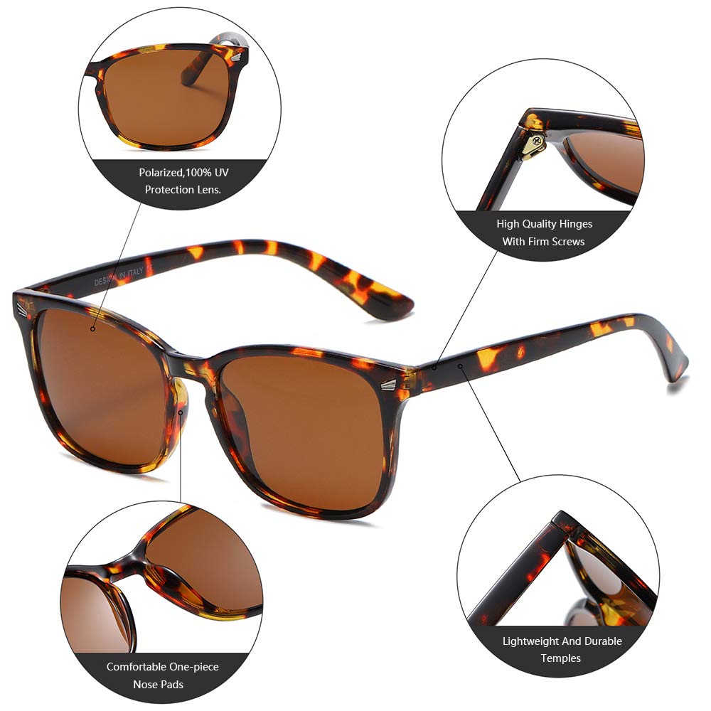 DUSHINE Polarized Sunglasses for Women Classic Retro Style UV400 Protection