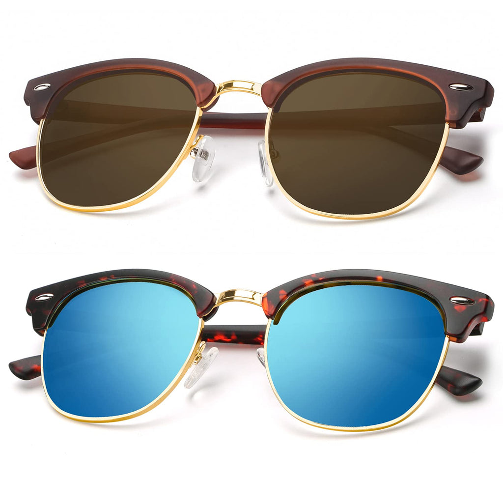 KALIYADI Polarized Sunglasses for Men and Women Semi-Rimless Frame Driving Sun glasses UV Blocking