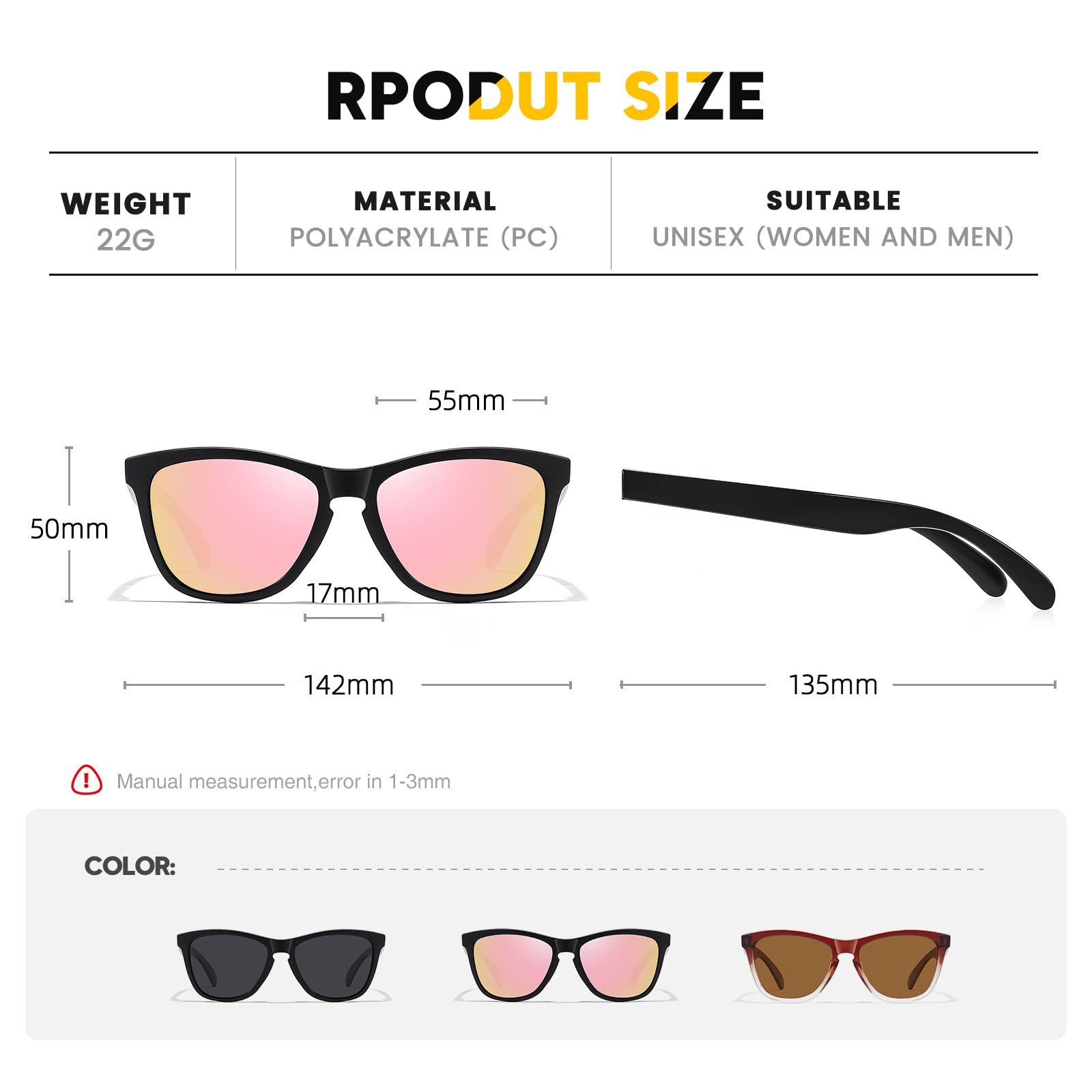 Sunglasses Womens Polarized Sunglasses for Mens Womens Retro Mirror Lens for Driving Fishing UV400 Protection