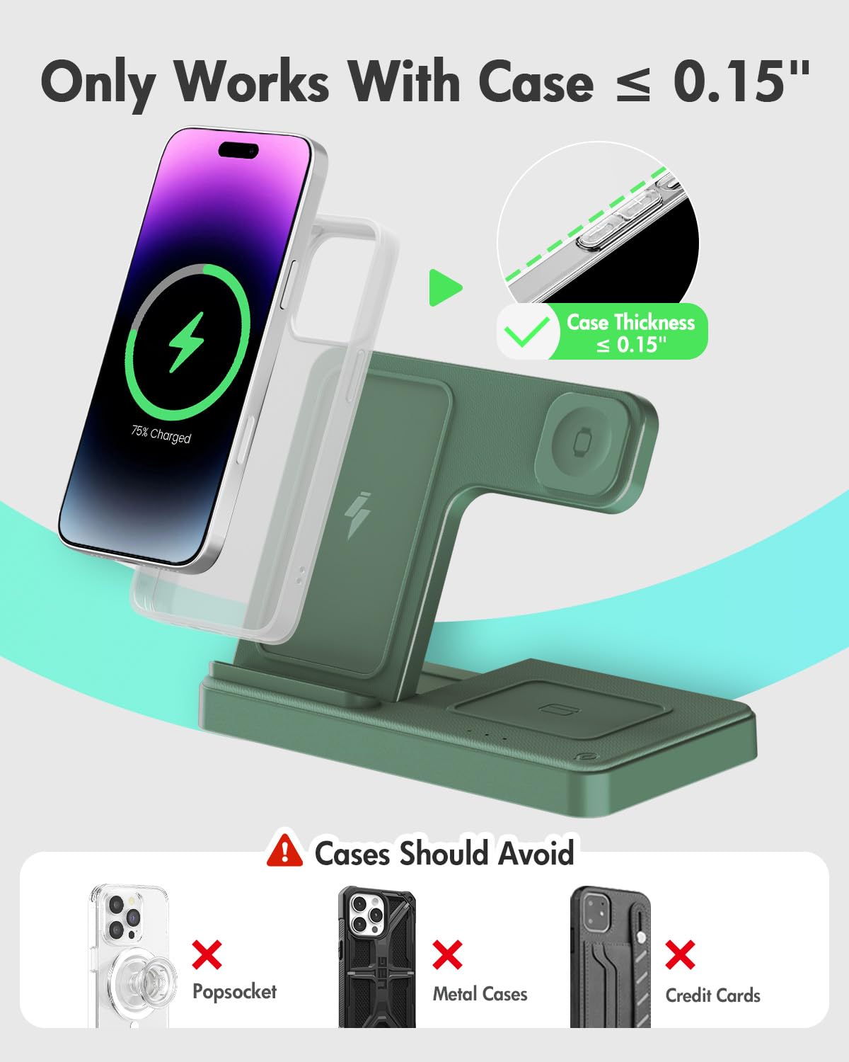 Wireless Charger iPhone Charging Station: 3 in 1 Charger Stand Multiple Devices for Apple - iPhone 17 16e 16 15 14 Pro Max 13 12 11 - Watch 11 10 9 8 7 6 5 4 3 2 SE and Ultra Series - Airpods 4 3 Pro