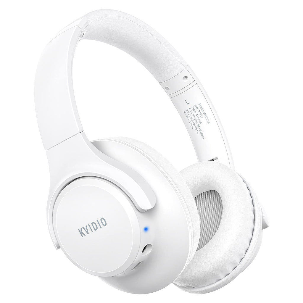 KVIDIO Bluetooth Headphones Over Ear, 65 Hours Playtime Wireless Headphones with Microphone, Foldable Lightweight Headset with Deep Bass, HiFi Stereo Sound Low Latency for Travel Work Cellphone