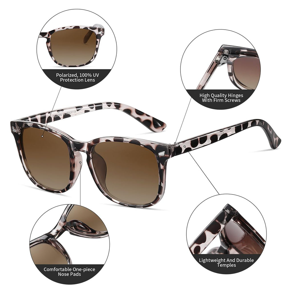 DUSHINE Polarized Sunglasses for Women Classic Retro Style UV400 Protection