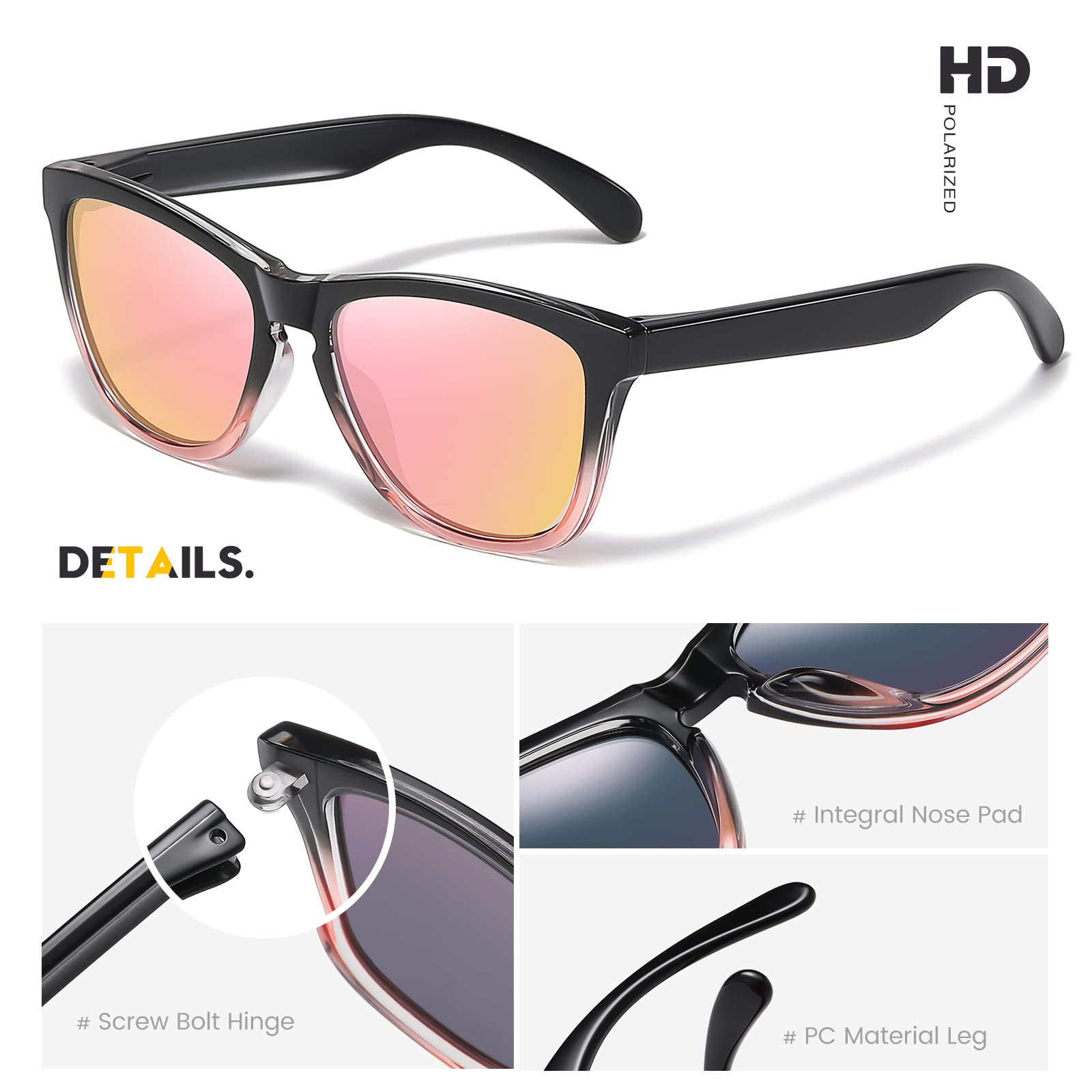 Sunglasses Womens Polarized Sunglasses for Mens Womens Retro Mirror Lens for Driving Fishing UV400 Protection