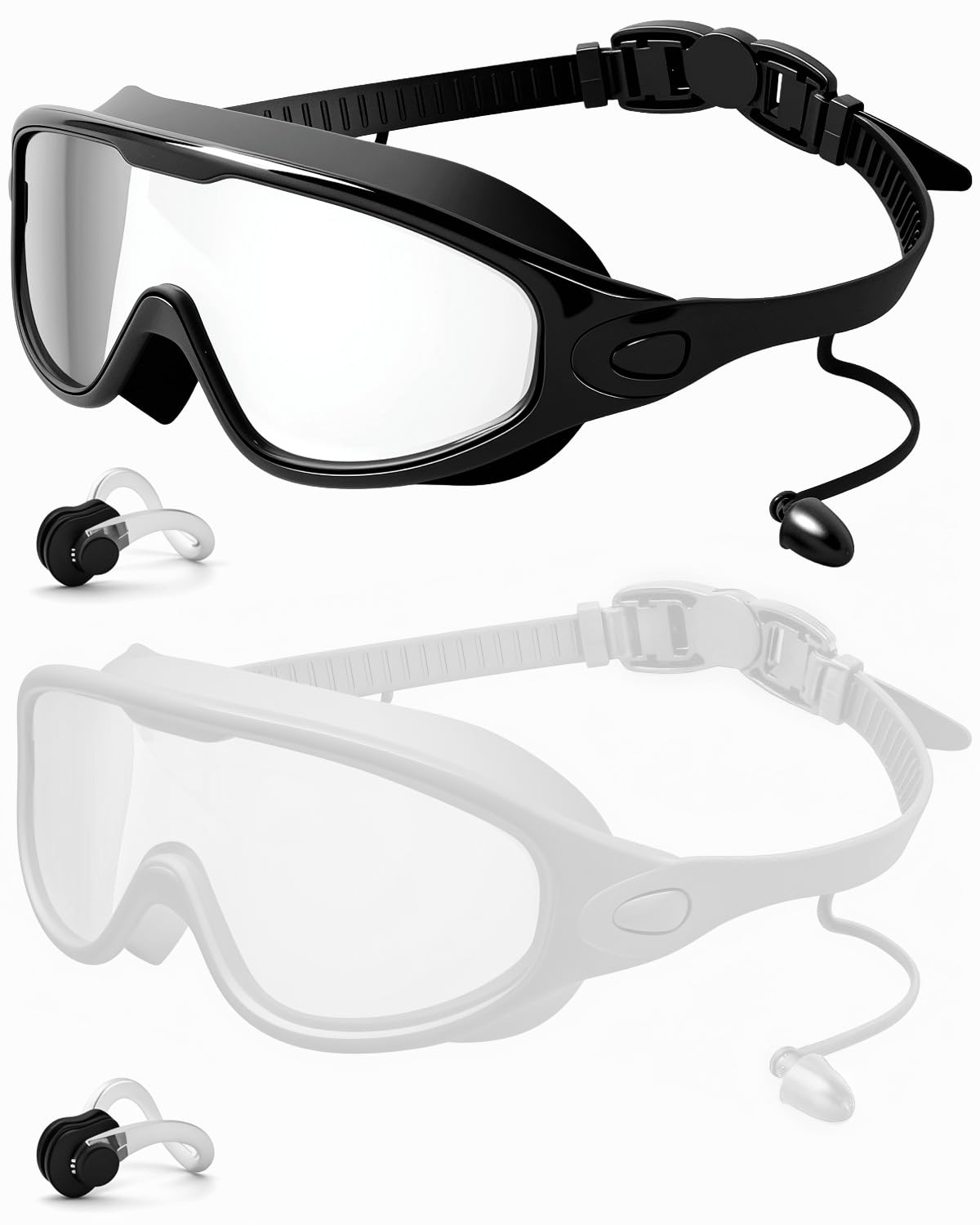 Swim Goggles 2 Pack, Wide View Anti Fog&UV Swimming Goggles for Audlt, No Leaking Swim Glasses for Men Women Kids