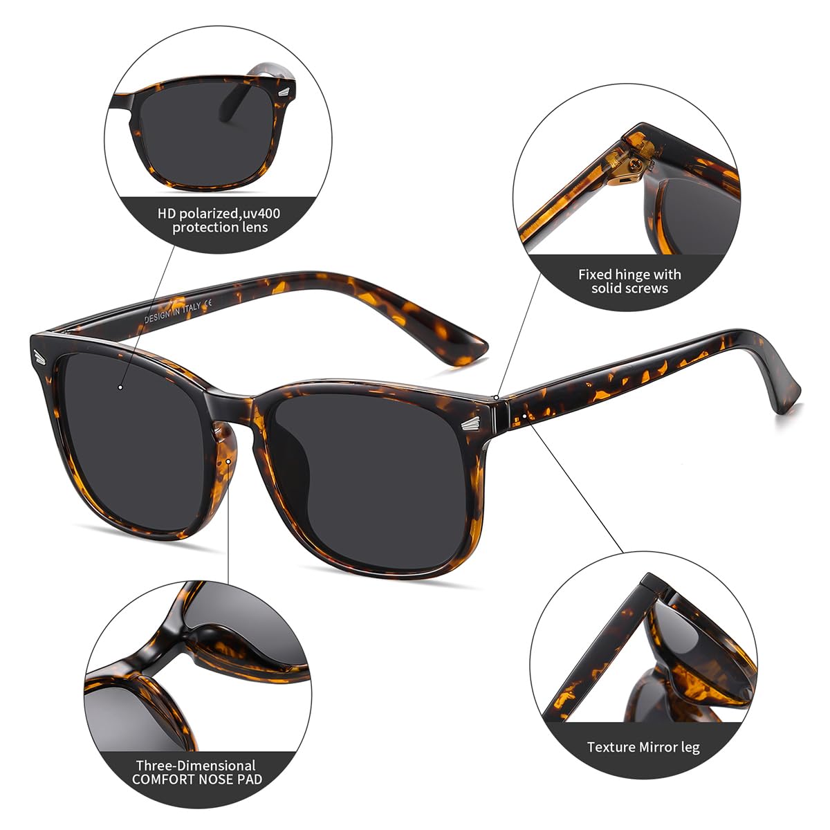 DUSHINE Polarized Sunglasses for Women Classic Retro Style UV400 Protection
