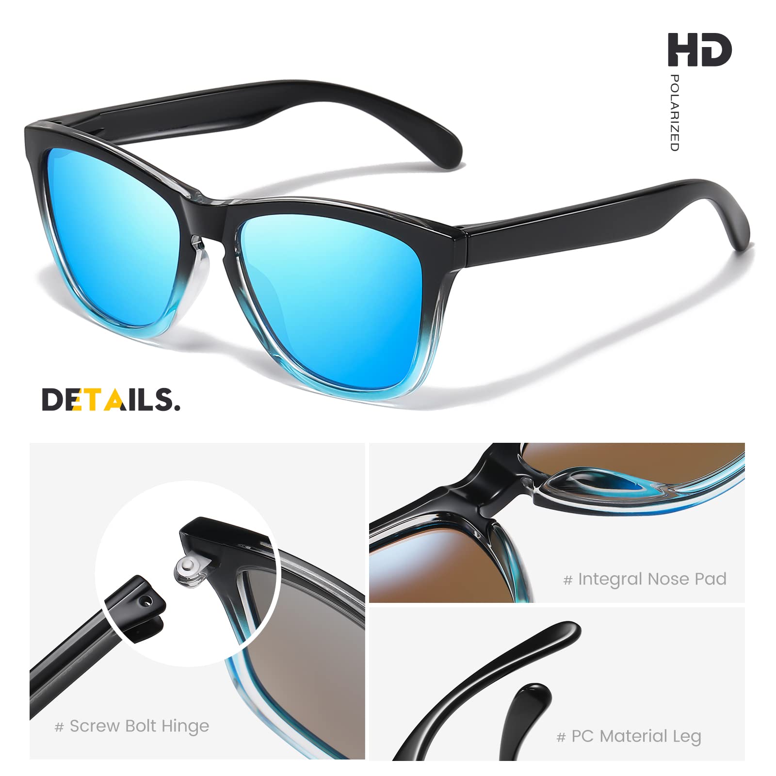Sunglasses Womens Polarized Sunglasses for Mens Womens Retro Mirror Lens for Driving Fishing UV400 Protection