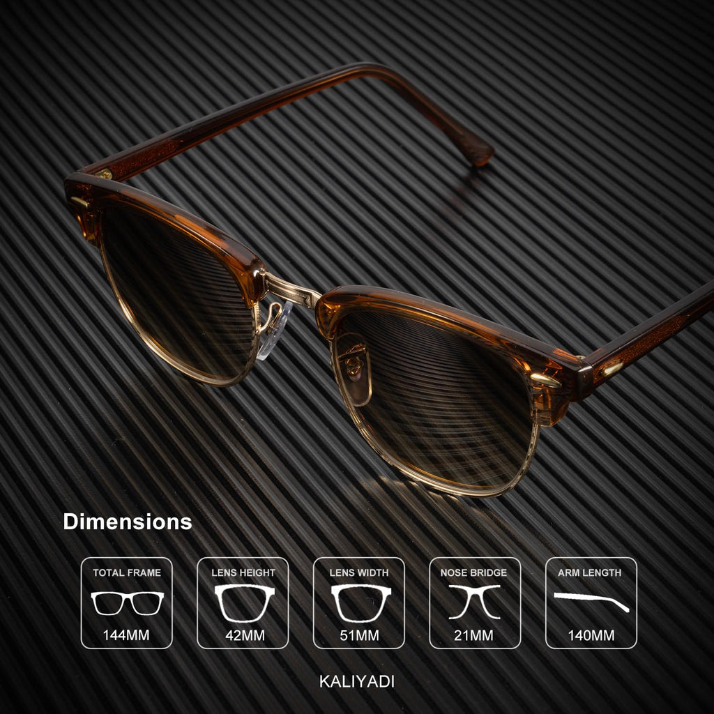 KALIYADI Polarized Sunglasses for Men and Women Semi-Rimless Frame Driving Sun glasses UV Blocking