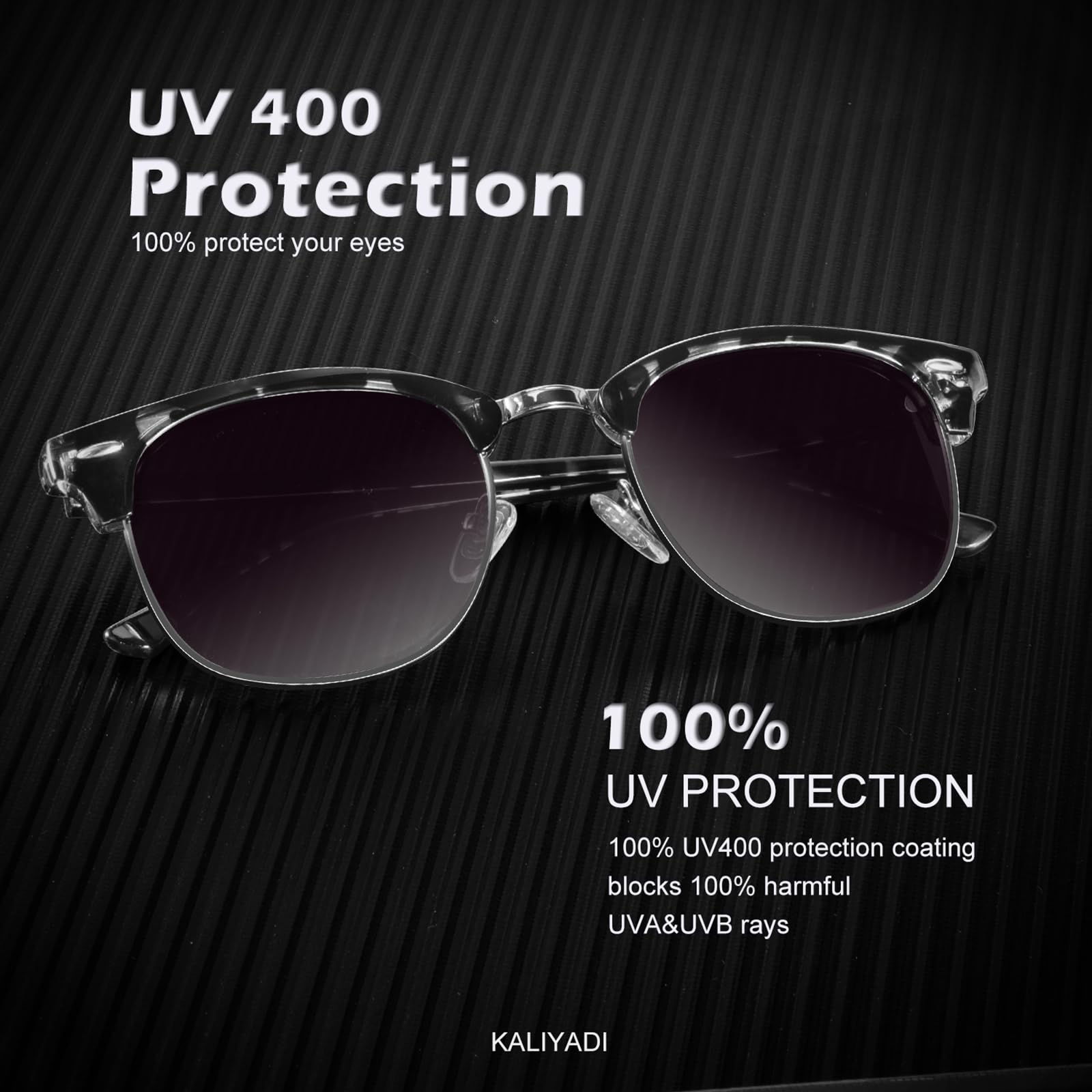 KALIYADI Polarized Sunglasses for Men and Women Semi-Rimless Frame Driving Sun glasses UV Blocking