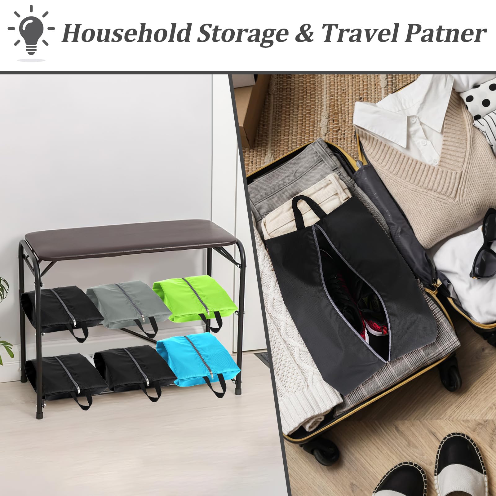 Shoe Bags for Travel, Set of 4 Pack Shoe Travel Bags for Packing, Large Waterproof Portable Travel Shoe Bag with Zipper Travel Essentials Women for and Men