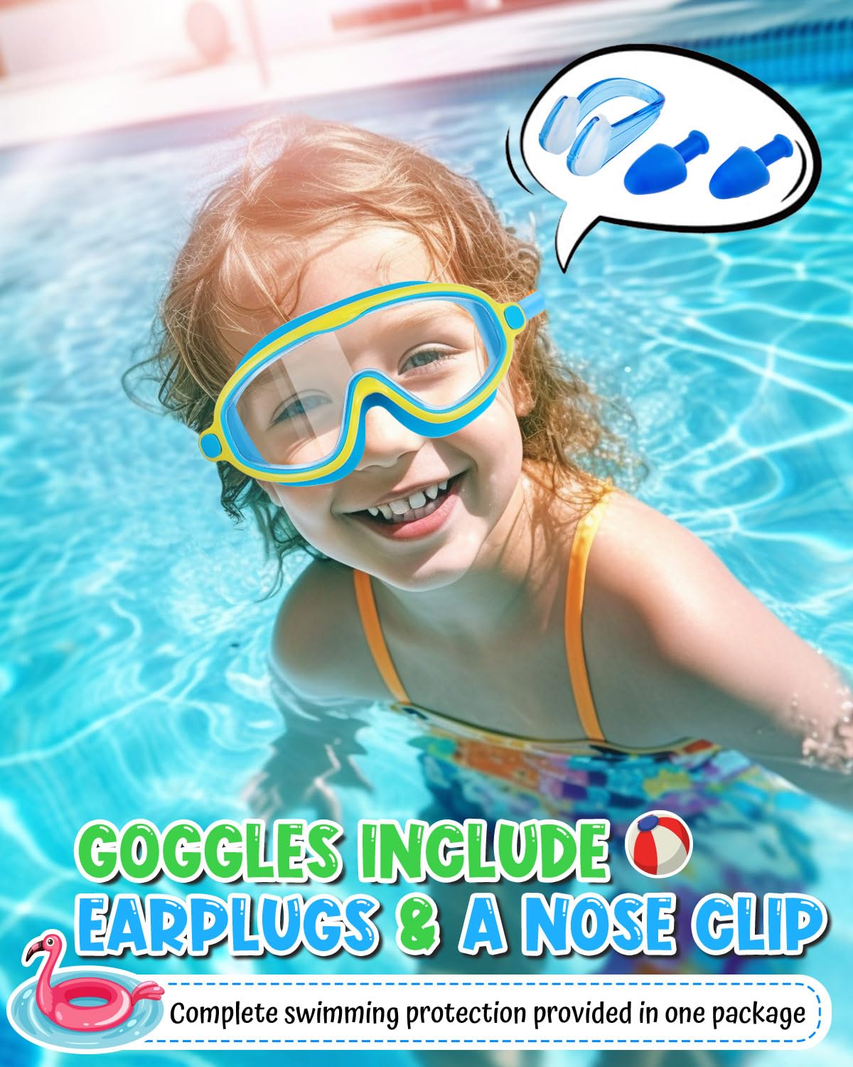 Swim Goggles 2 Pack, Wide View Anti Fog&UV Swimming Goggles for Audlt, No Leaking Swim Glasses for Men Women Kids