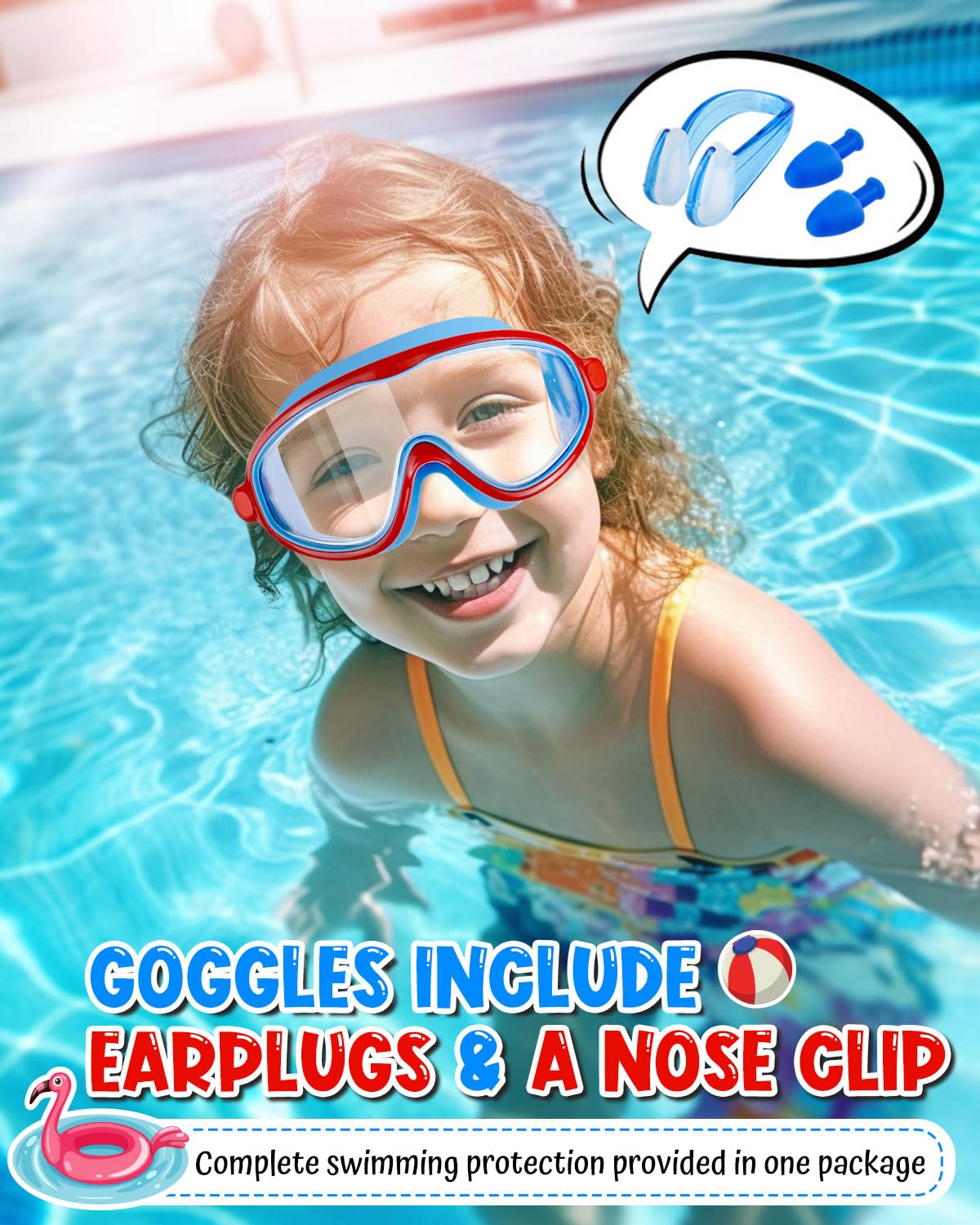 Swim Goggles 2 Pack, Wide View Anti Fog&UV Swimming Goggles for Audlt, No Leaking Swim Glasses for Men Women Kids