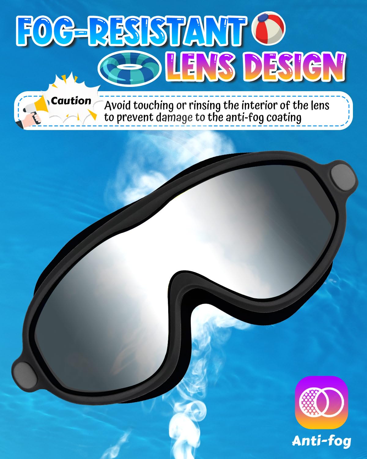 Swim Goggles 2 Pack, Wide View Anti Fog&UV Swimming Goggles for Audlt, No Leaking Swim Glasses for Men Women Kids
