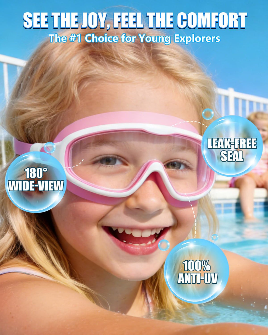 Aegend Swim Goggles for Kids Youth 3-14 - 2 Pack Wide Frame Anti-Fog Anti-UV Clear Vision Goggles for Swimming