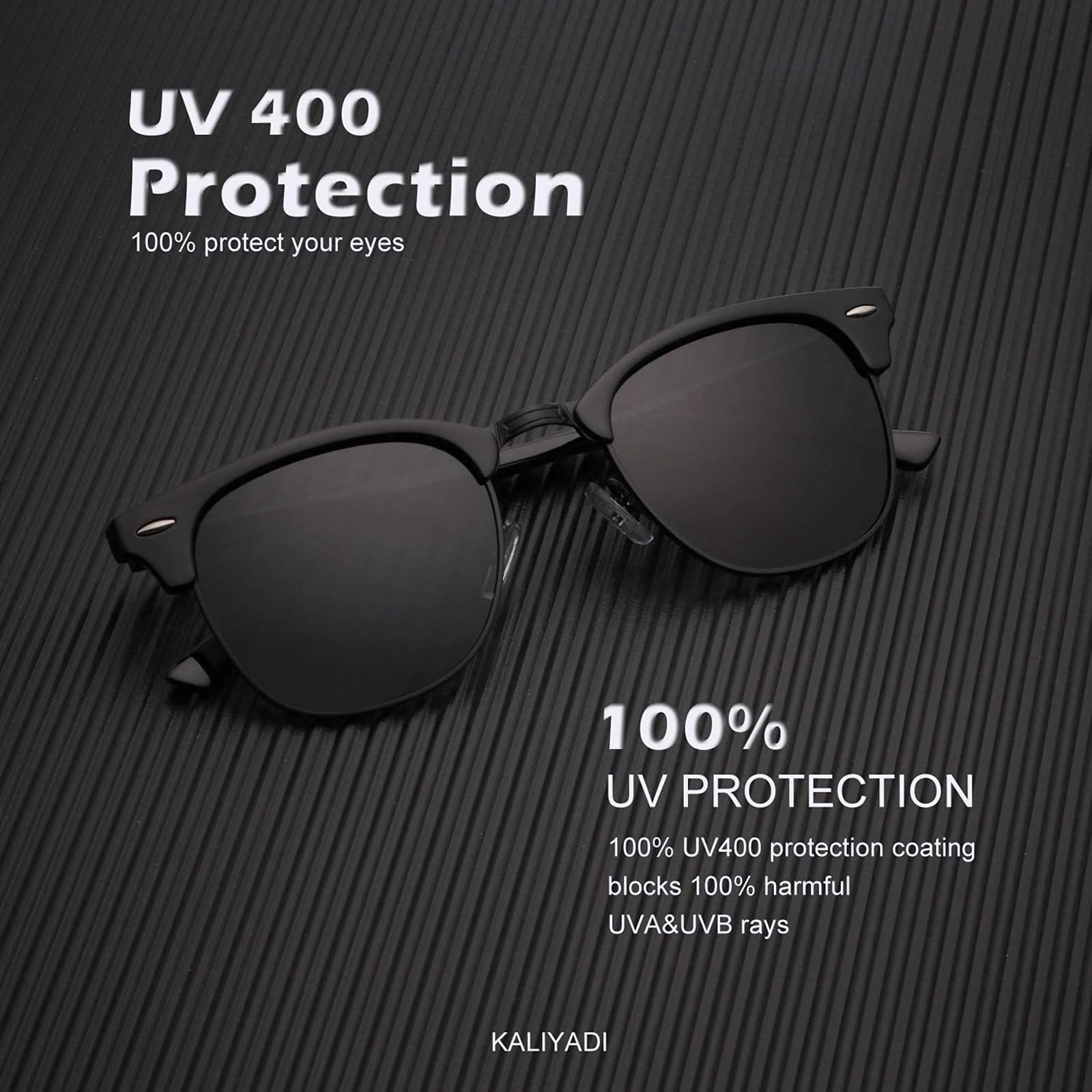 KALIYADI Polarized Sunglasses for Men and Women Semi-Rimless Frame Driving Sun glasses UV Blocking