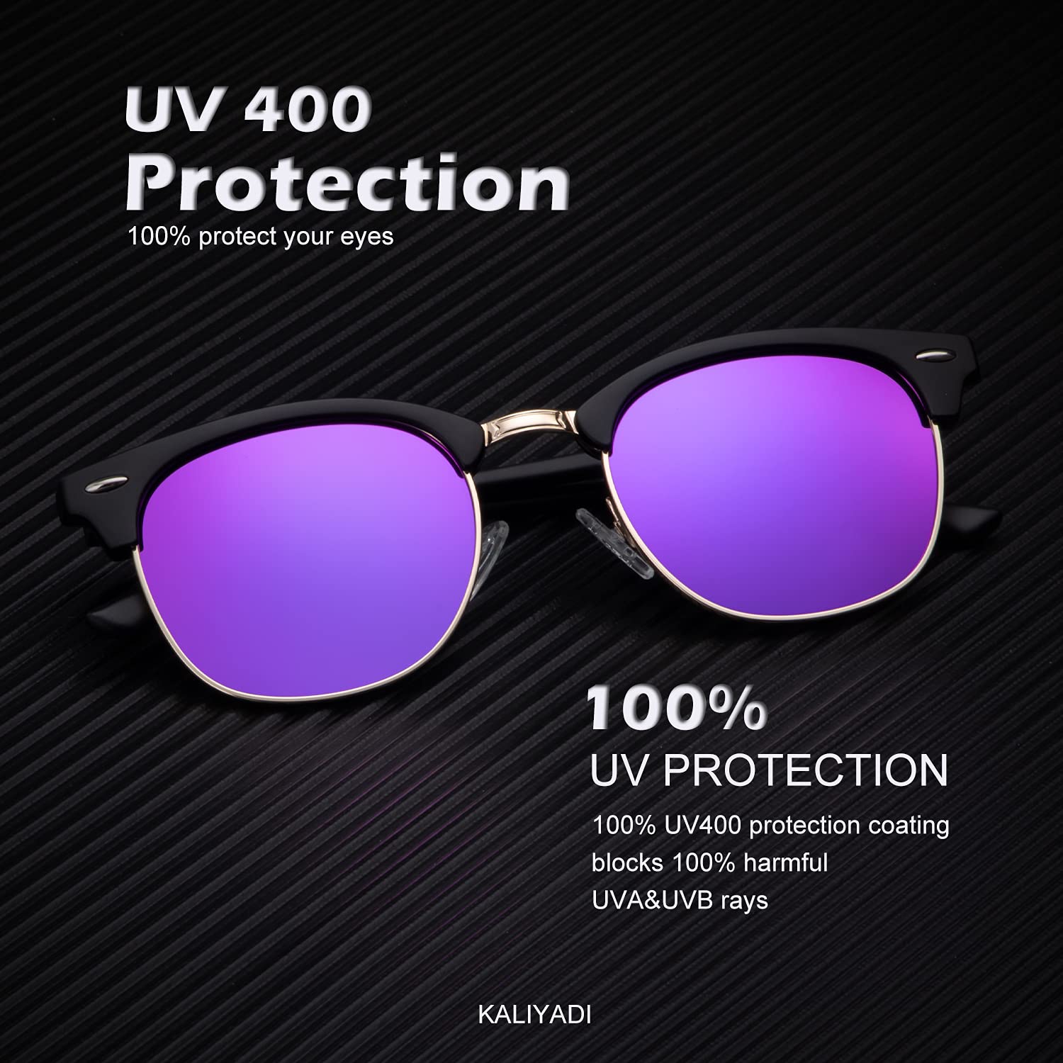 KALIYADI Polarized Sunglasses for Men and Women Semi-Rimless Frame Driving Sun glasses UV Blocking