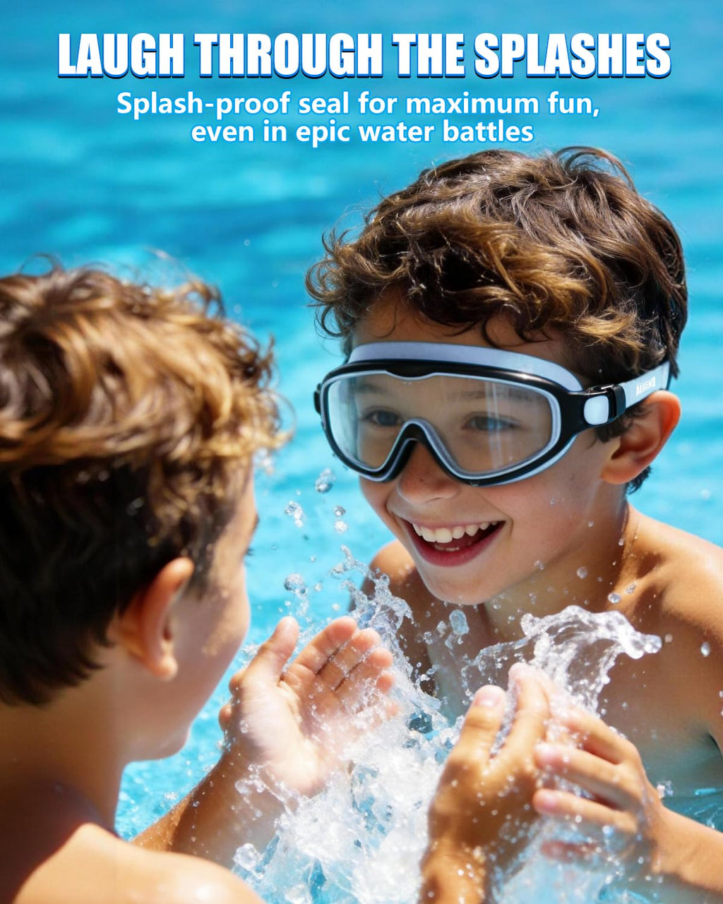 Aegend Swim Goggles for Kids Youth 3-14 - 2 Pack Wide Frame Anti-Fog Anti-UV Clear Vision Goggles for Swimming
