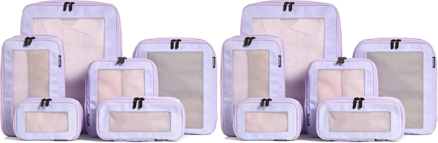 Aerotrunk Compression Packing Cubes for Travel - Luggage Organizer Bags - Double Zipper Packing Cubes for Suitcases (6-Pack, Dark Blue)