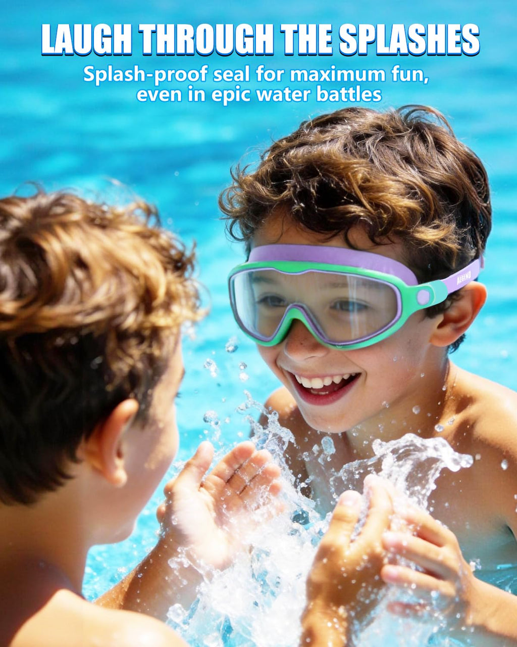 Aegend Swim Goggles for Kids Youth 3-14 - 2 Pack Wide Frame Anti-Fog Anti-UV Clear Vision Goggles for Swimming