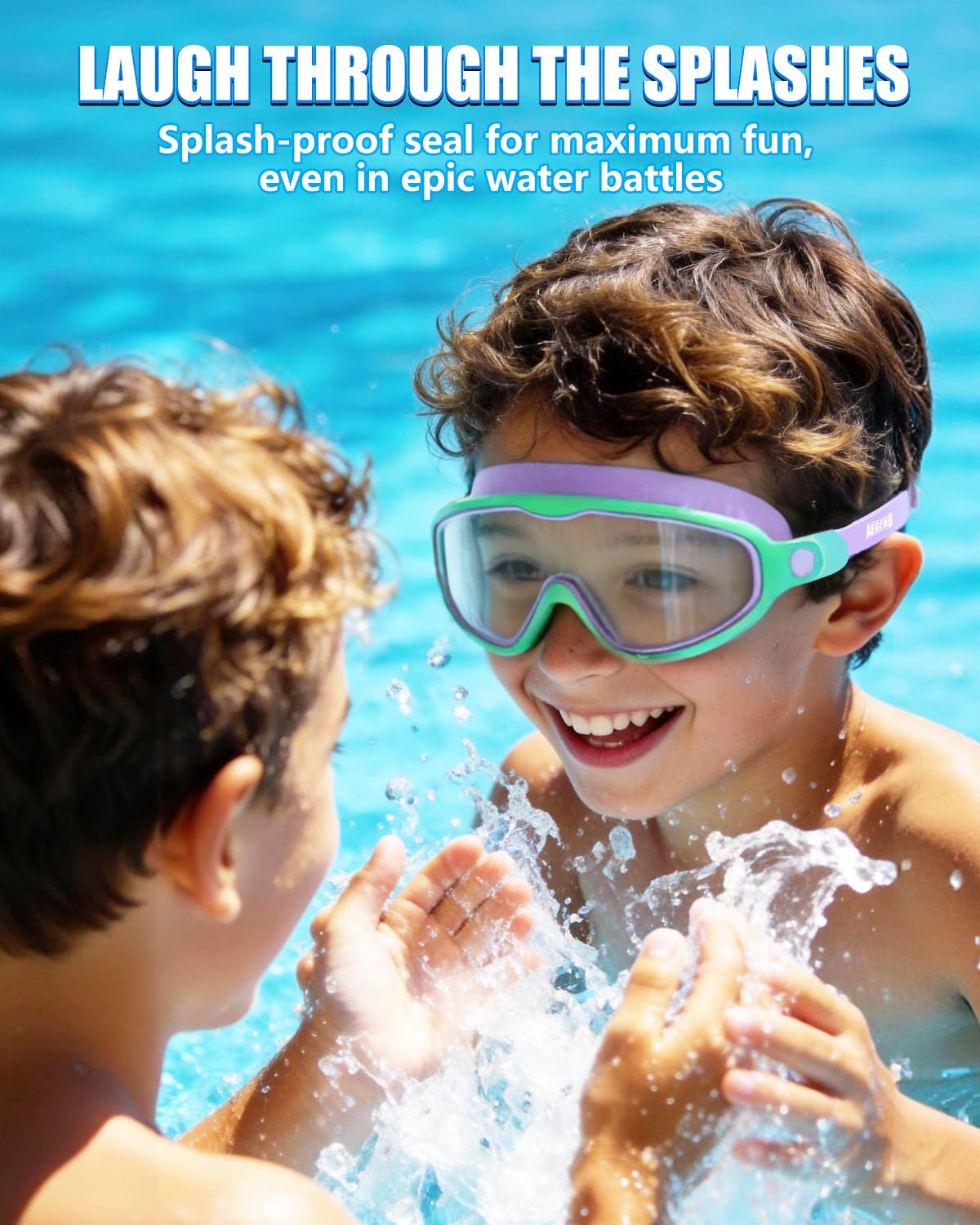 Aegend Swim Goggles for Kids Youth 3-14 - 2 Pack Wide Frame Anti-Fog Anti-UV Clear Vision Goggles for Swimming