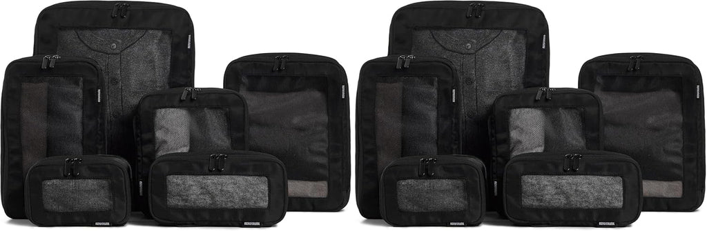 Aerotrunk Compression Packing Cubes for Travel - Luggage Organizer Bags - Double Zipper Packing Cubes for Suitcases (6-Pack, Dark Blue)