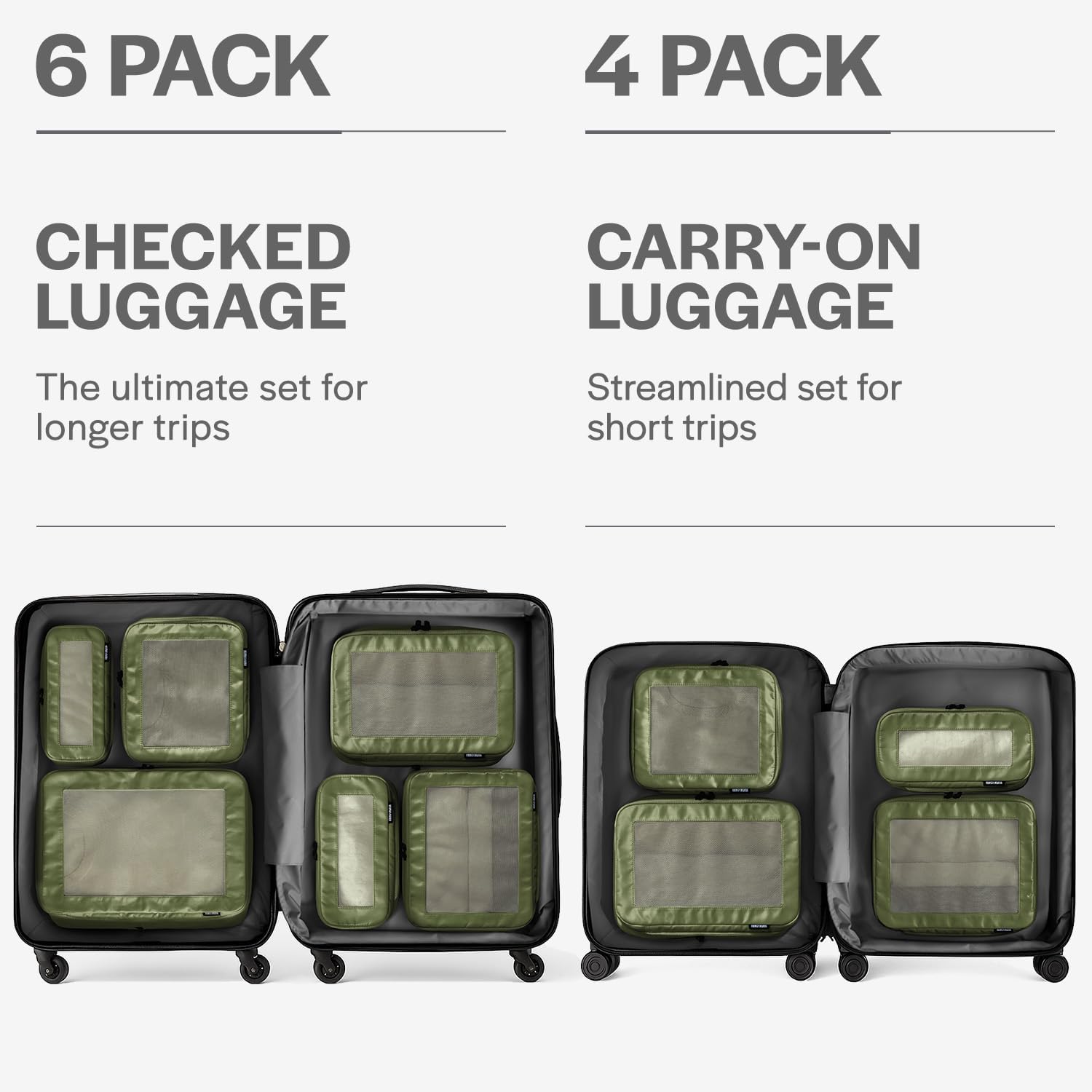 Aerotrunk Compression Packing Cubes for Travel - Luggage Organizer Bags - Double Zipper Packing Cubes for Suitcases (6-Pack, Dark Blue)