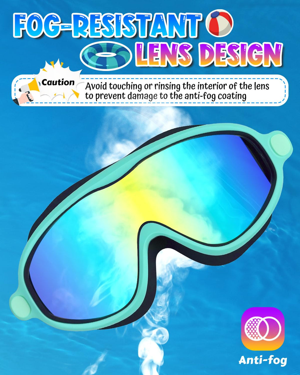 Swim Goggles 2 Pack, Wide View Anti Fog&UV Swimming Goggles for Audlt, No Leaking Swim Glasses for Men Women Kids