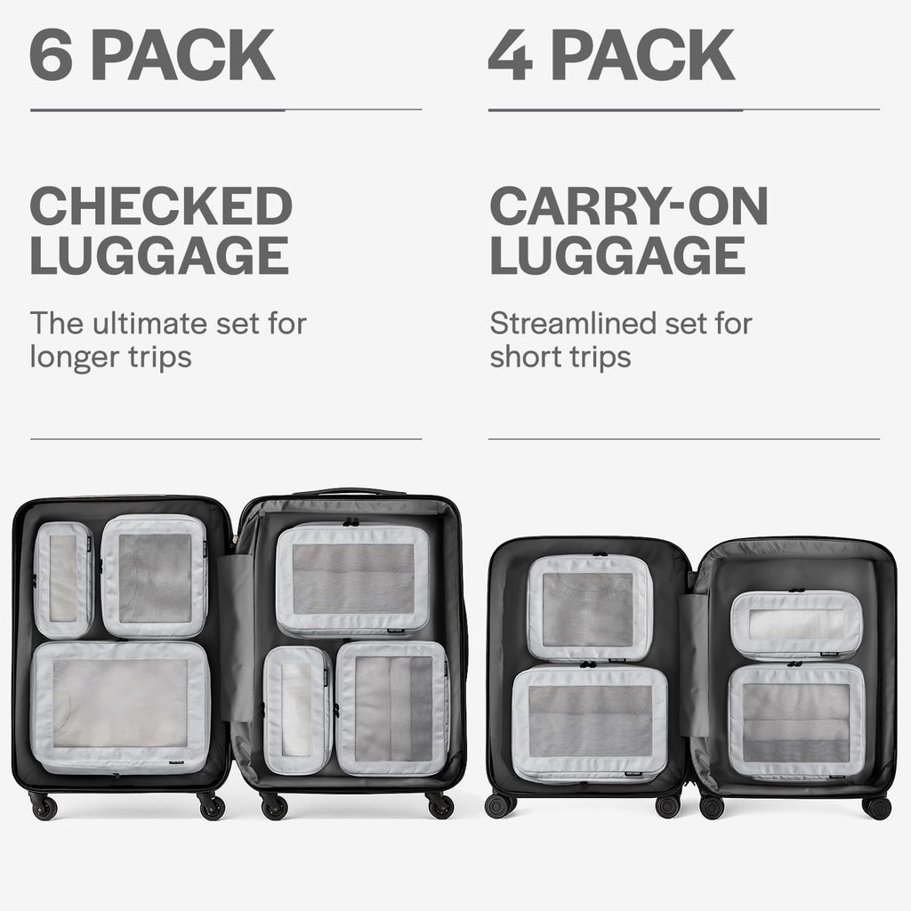 Aerotrunk Compression Packing Cubes for Travel - Luggage Organizer Bags - Double Zipper Packing Cubes for Suitcases (6-Pack, Dark Blue)