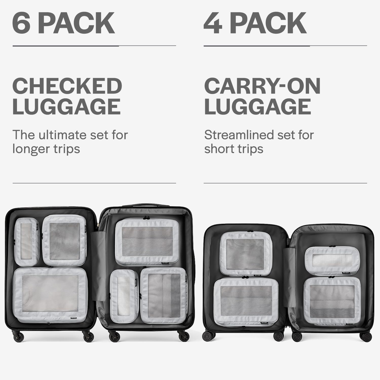 Aerotrunk Compression Packing Cubes for Travel - Luggage Organizer Bags - Double Zipper Packing Cubes for Suitcases (6-Pack, Dark Blue)