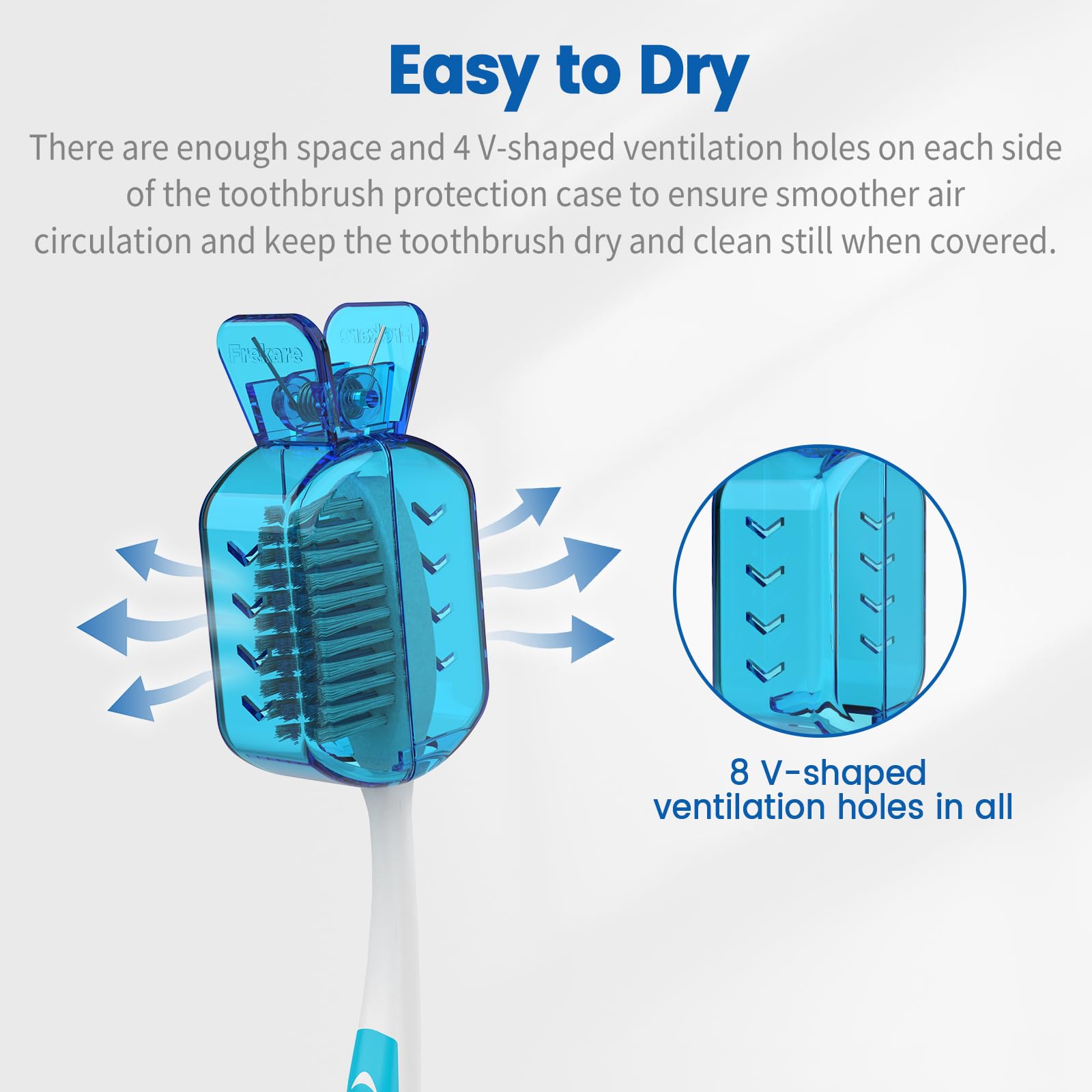 Frekare Toothbrush Covers Caps, Clip-On Toothbrush Protector for Household Travel, Brush Head Pod Case Fits Most Manual and Electric Toothbrushes, 6 Count (Transparent without Glitter)