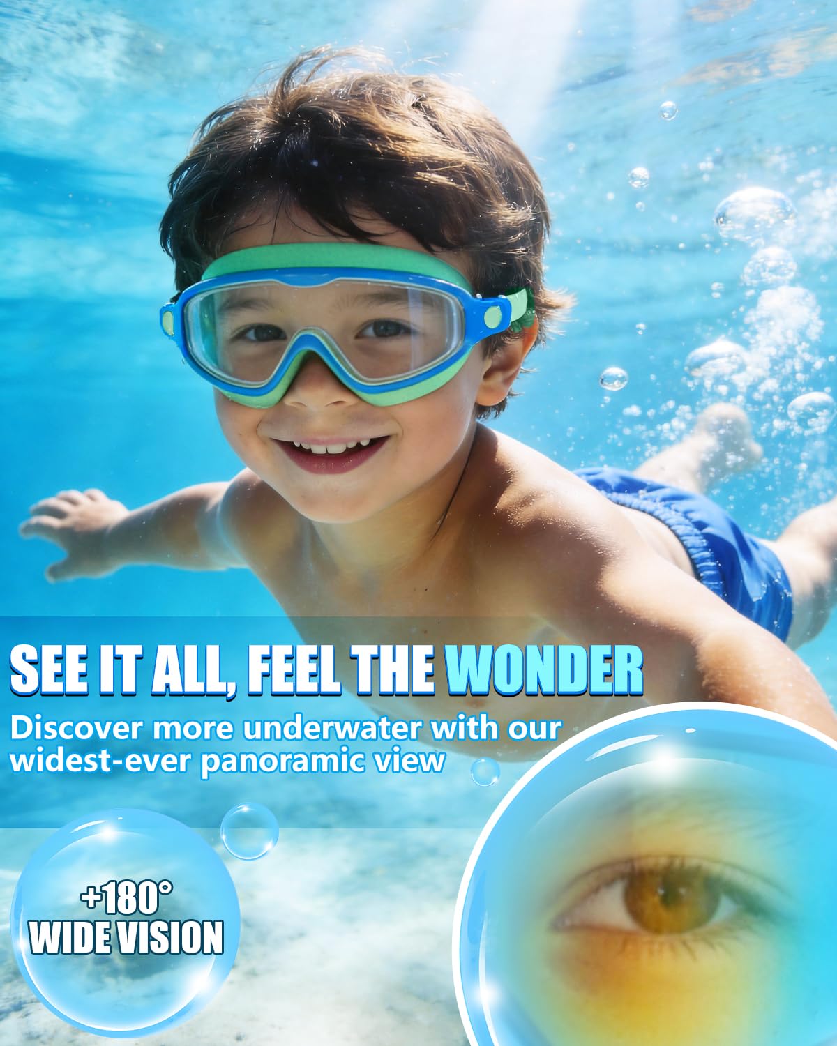 Aegend Swim Goggles for Kids Youth 3-14 - 2 Pack Wide Frame Anti-Fog Anti-UV Clear Vision Goggles for Swimming