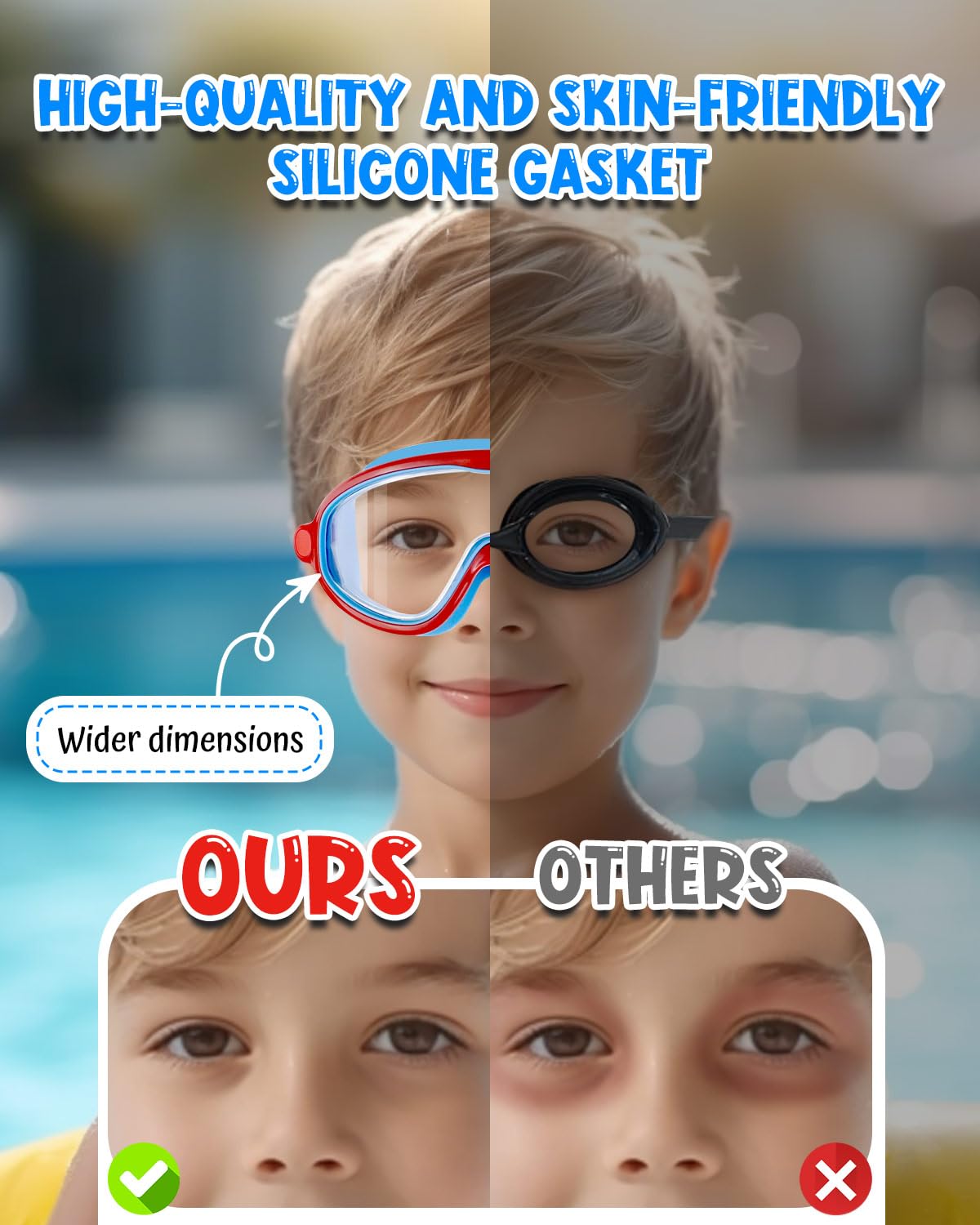 Swim Goggles 2 Pack, Wide View Anti Fog&UV Swimming Goggles for Audlt, No Leaking Swim Glasses for Men Women Kids