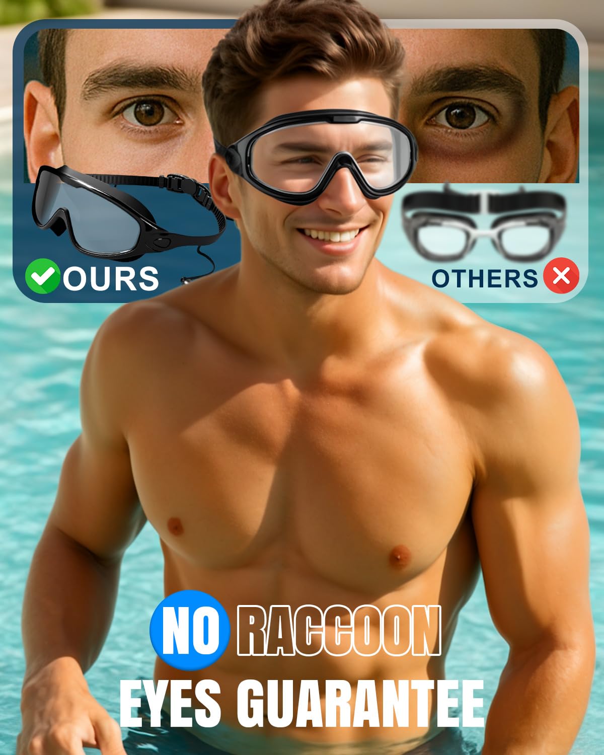 Swim Goggles 2 Pack, Wide View Anti Fog&UV Swimming Goggles for Audlt, No Leaking Swim Glasses for Men Women Kids