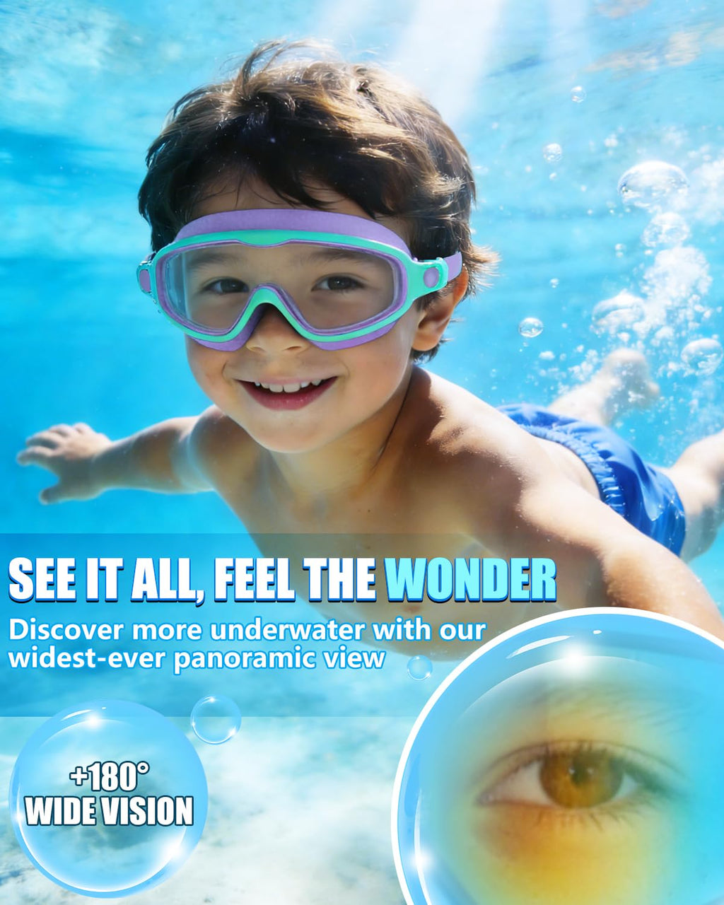 Aegend Swim Goggles for Kids Youth 3-14 - 2 Pack Wide Frame Anti-Fog Anti-UV Clear Vision Goggles for Swimming