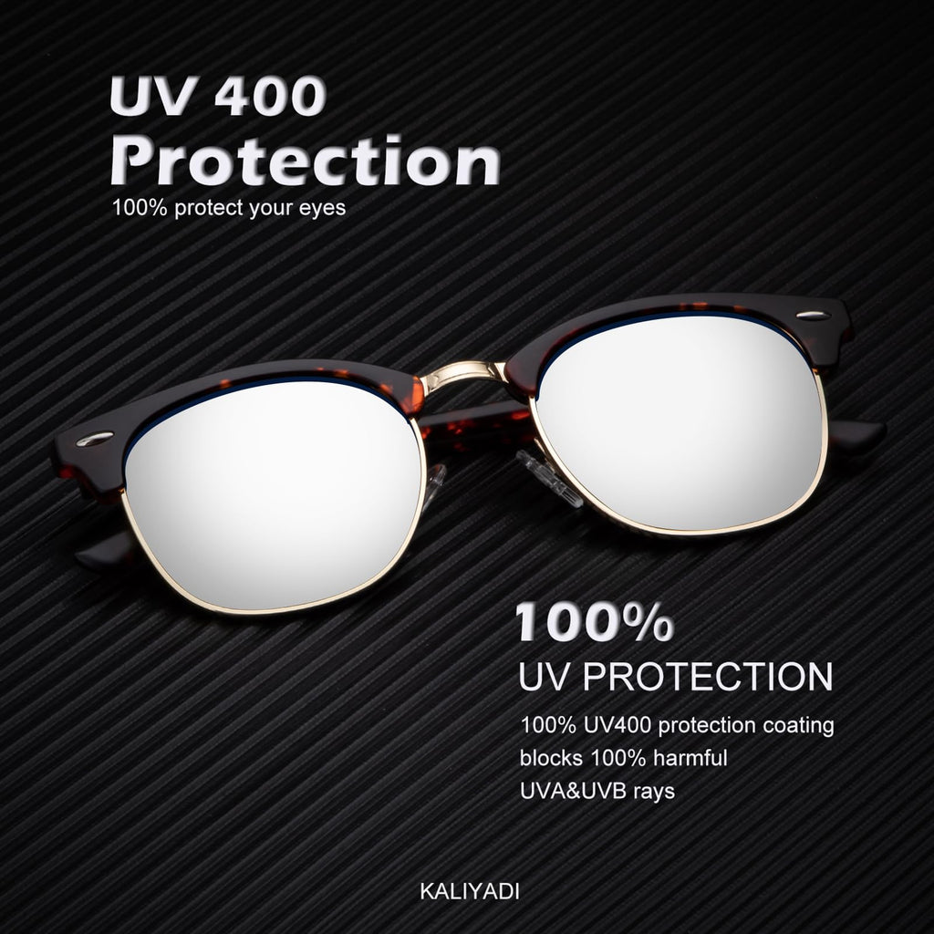 KALIYADI Polarized Sunglasses for Men and Women Semi-Rimless Frame Driving Sun glasses UV Blocking