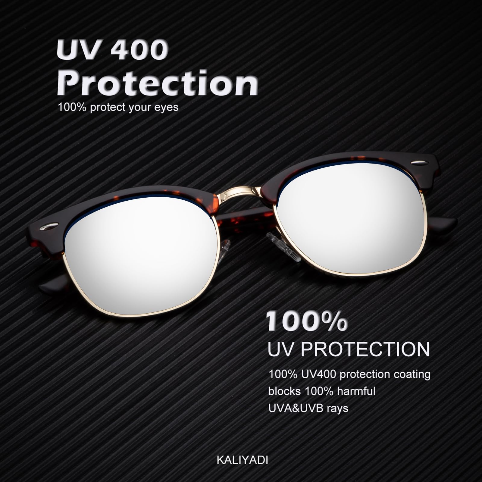 KALIYADI Polarized Sunglasses for Men and Women Semi-Rimless Frame Driving Sun glasses UV Blocking