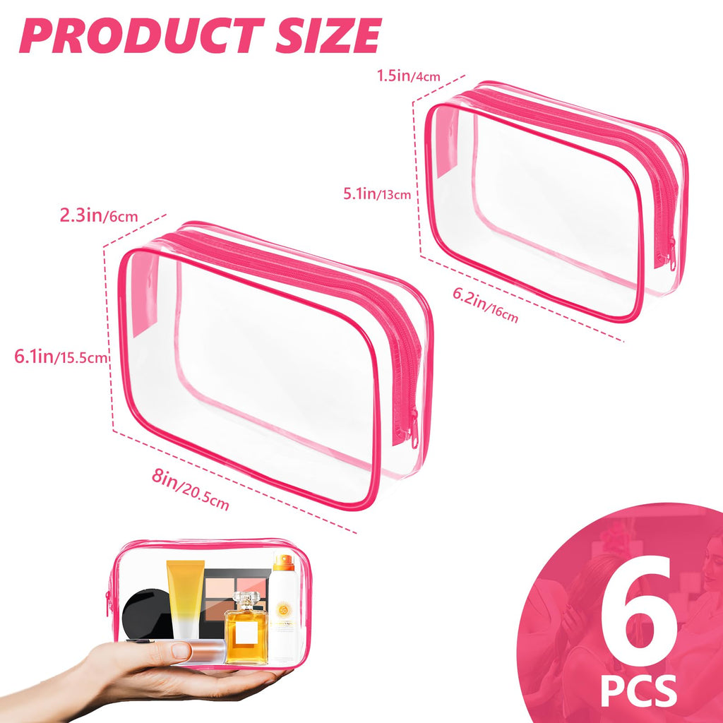 AURUZA Clear Makeup Bag,Portable Travel Toiletry Bags with Zipper, TSA Approved Clear Organizer Bags, PVC Cosmetic Pouch for Airport Airline Compliant