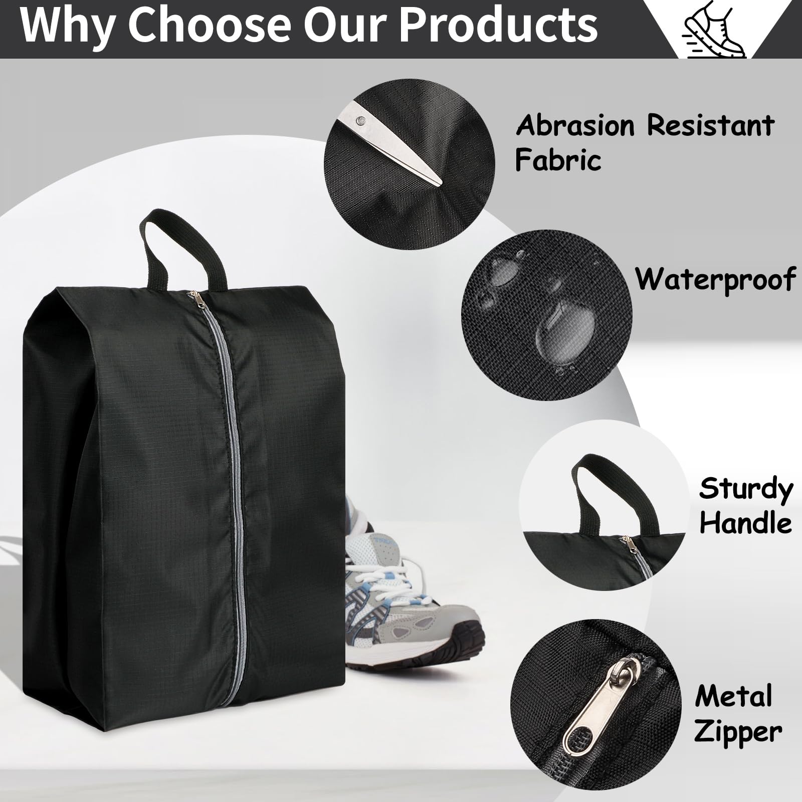 Shoe Bags for Travel, Set of 4 Pack Shoe Travel Bags for Packing, Large Waterproof Portable Travel Shoe Bag with Zipper Travel Essentials Women for and Men