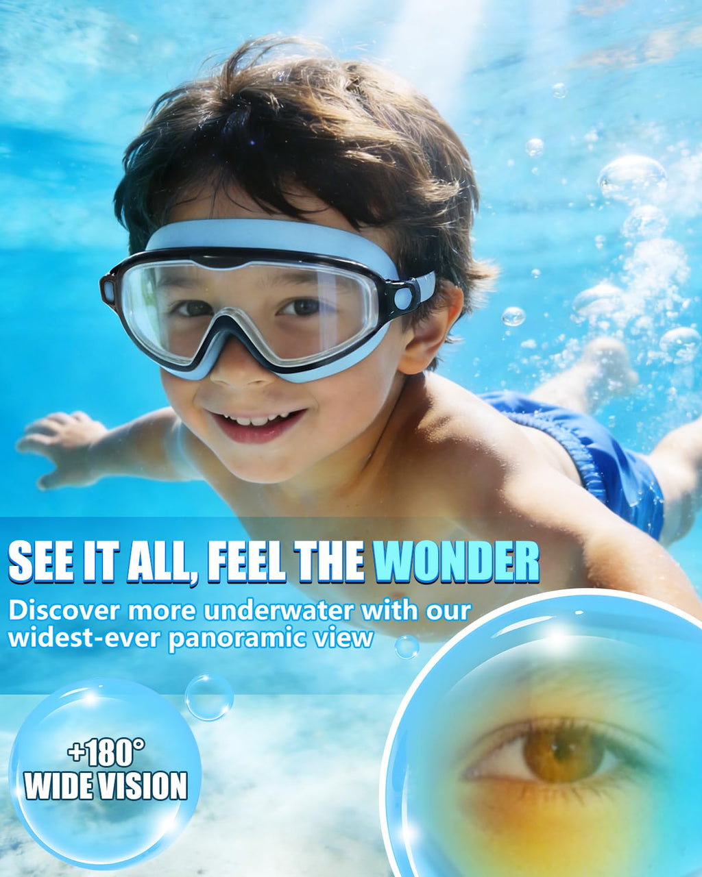 Aegend Swim Goggles for Kids Youth 3-14 - 2 Pack Wide Frame Anti-Fog Anti-UV Clear Vision Goggles for Swimming